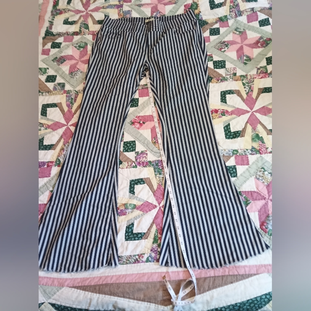 Turquoise Haven striped bell bottom cotton pants